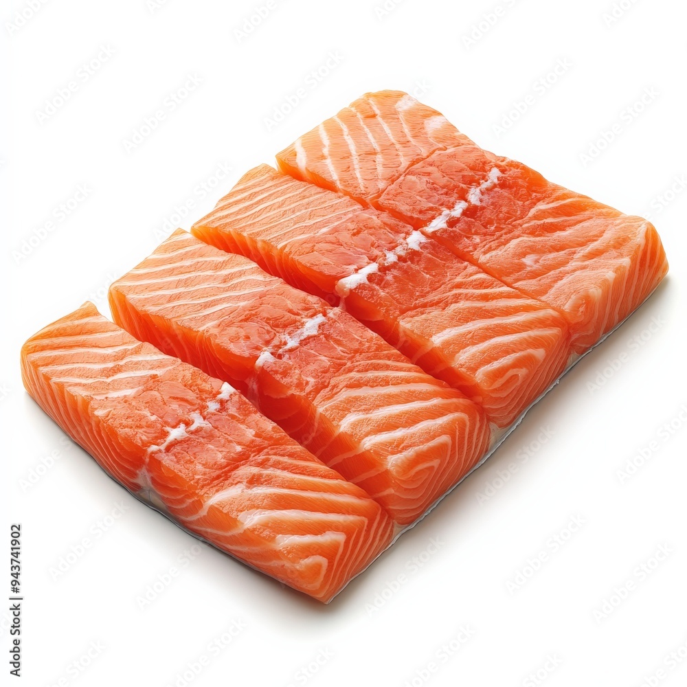 Fresh Salmon Fillet on White Background. Fresh Salmon Fillet on White Background.