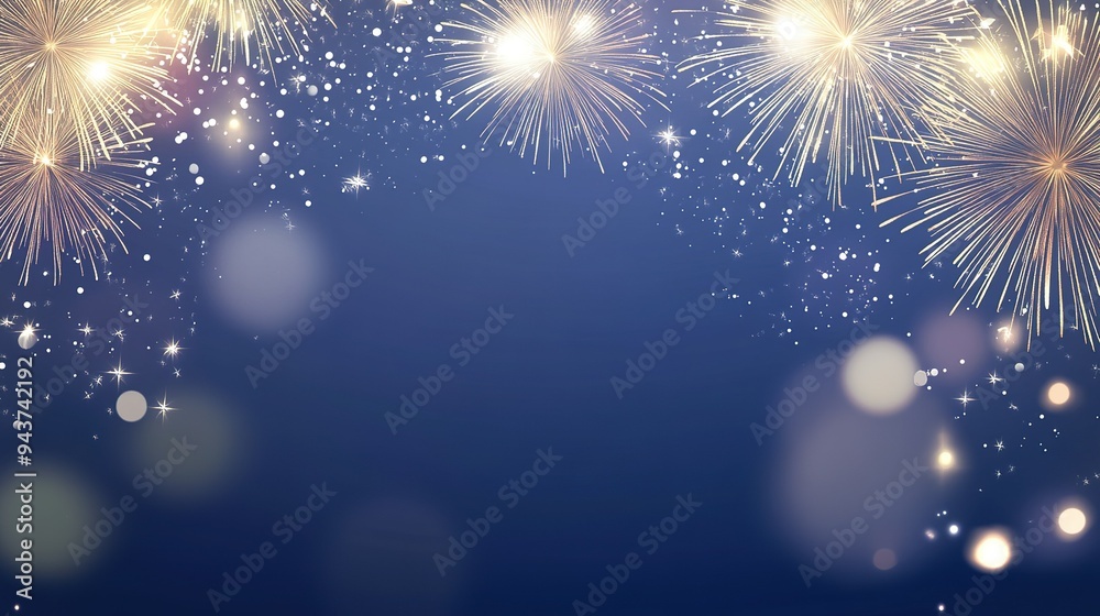Fototapeta premium Colorful fireworks illuminate the night sky over a festive gathering celebrating an important event