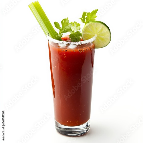 Bloody Mary Cocktail with Celery and Lime.