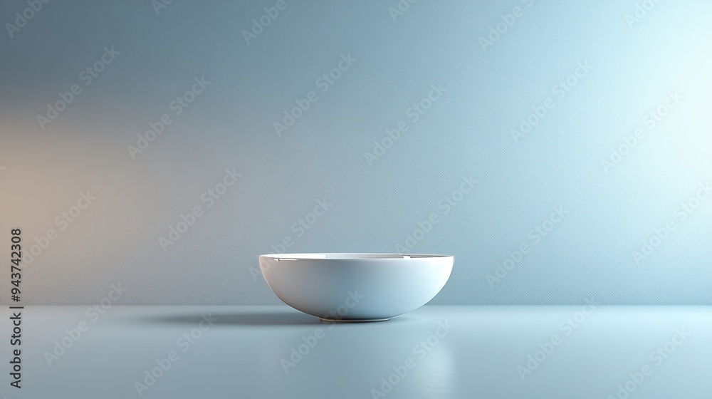 A white bowl sits on a countertop in front of a blue wall A white bowl sits on a countertop in front of a blue wall