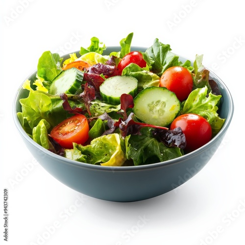 Fresh Green Salad with Cherry Tomatoes and Cucumber.