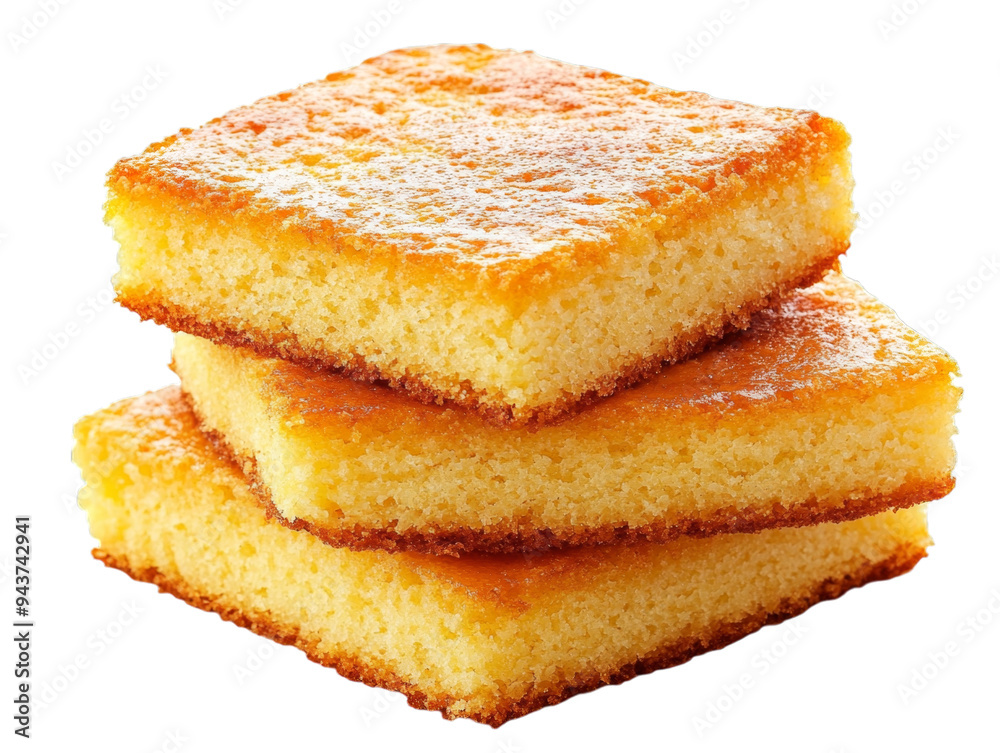Square Cornbread Slices on a Transparent Background Square Cornbread Slices on a Transparent Background