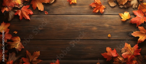 Autumn maple leaves on a wo...