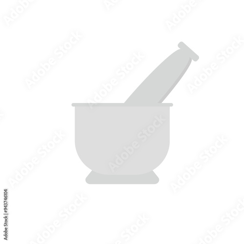 mortar and pestle flat design vector illustration. Grinding tools.