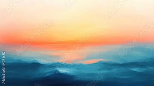 Wallpaper Mural Abstract Sunset Over Blue Mountains with Brushstroke Texture Torontodigital.ca