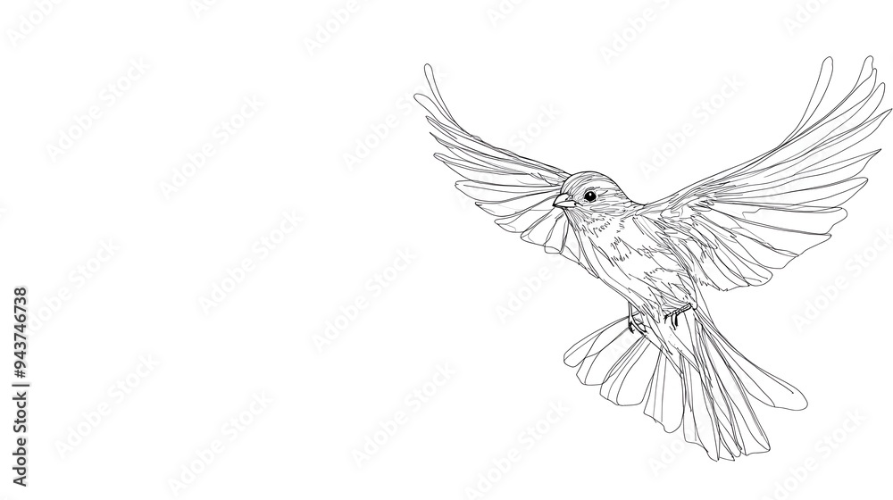 Minimalist single line drawing of a graceful bird in flight with its elegant silhouette against a clean blank background allowing for ample copy space Minimalist single line drawing of a graceful bird in flight with its elegant silhouette against a clean blank background allowing for ample copy space