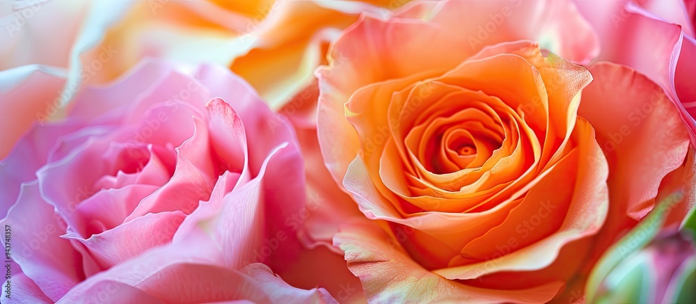 Floral holiday card featuring stunning roses captured in close up macro photography on the table. with copy space image. Place for adding text or design Floral holiday card featuring stunning roses captured in close up macro photography on the table. with copy space image. Place for adding text or design