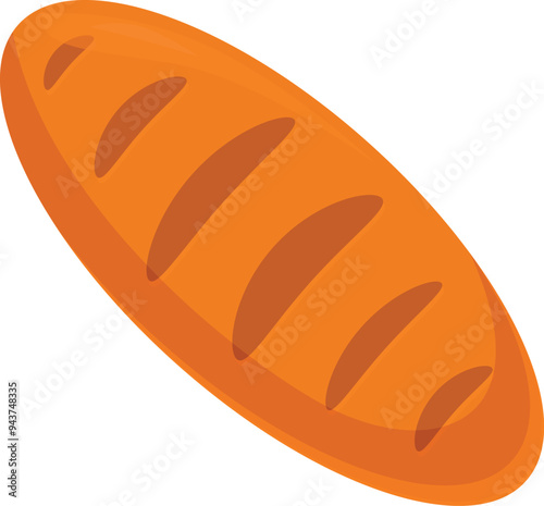 Simple vector illustration of a freshly baked loaf of bread, perfect for any project related to baking, food, or nutrition