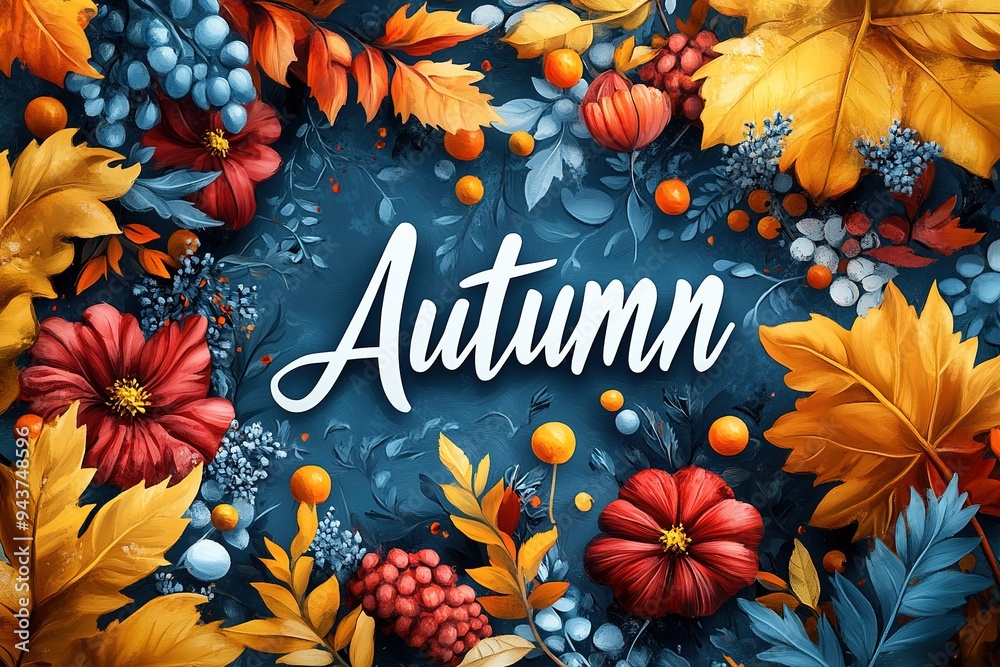 Hello autumn watercolor banner. greeting card with Pumpkins, inscriptions, leaves, acorn and mountain ash on white background. autumn border frame Hello autumn watercolor banner. greeting card with Pumpkins, inscriptions, leaves, acorn and mountain ash on white background. autumn border frame