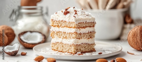 Homemade almond cake with c...