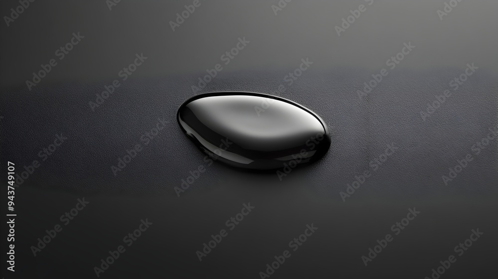 Solitary droplet of water resting on a smooth reflective surface creating a captivating and minimalist natural scene with ample copy space Solitary droplet of water resting on a smooth reflective surface creating a captivating and minimalist natural scene with ample copy space