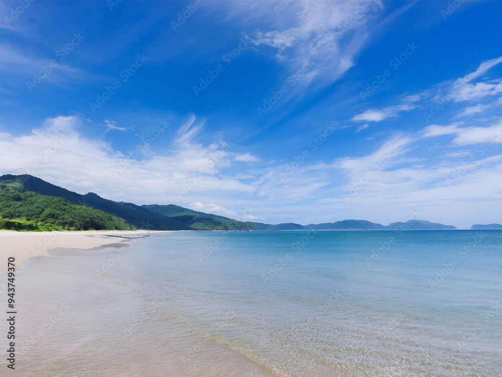 A sunlit cloudscape over sea and mountain A sunlit cloudscape over sea and mountain