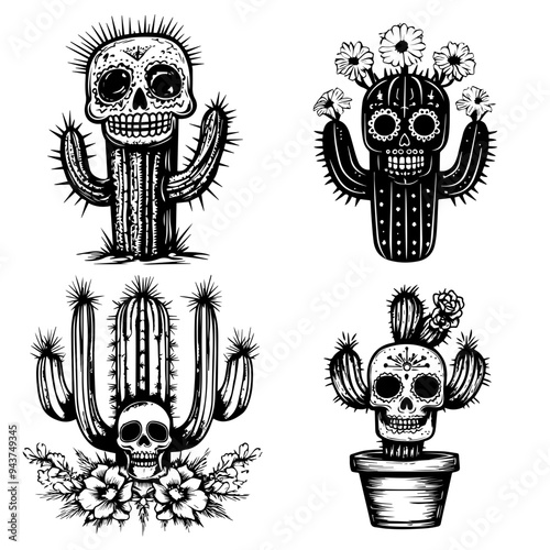 black and white icon illustration of day of the dead, about day of the dead