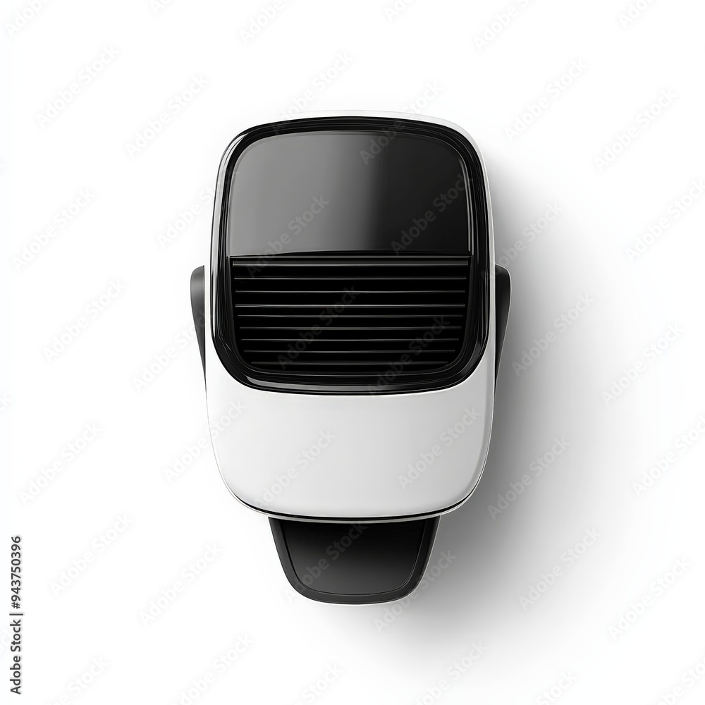 White and Black Air Conditioner with Grille. White and Black Air Conditioner with Grille.