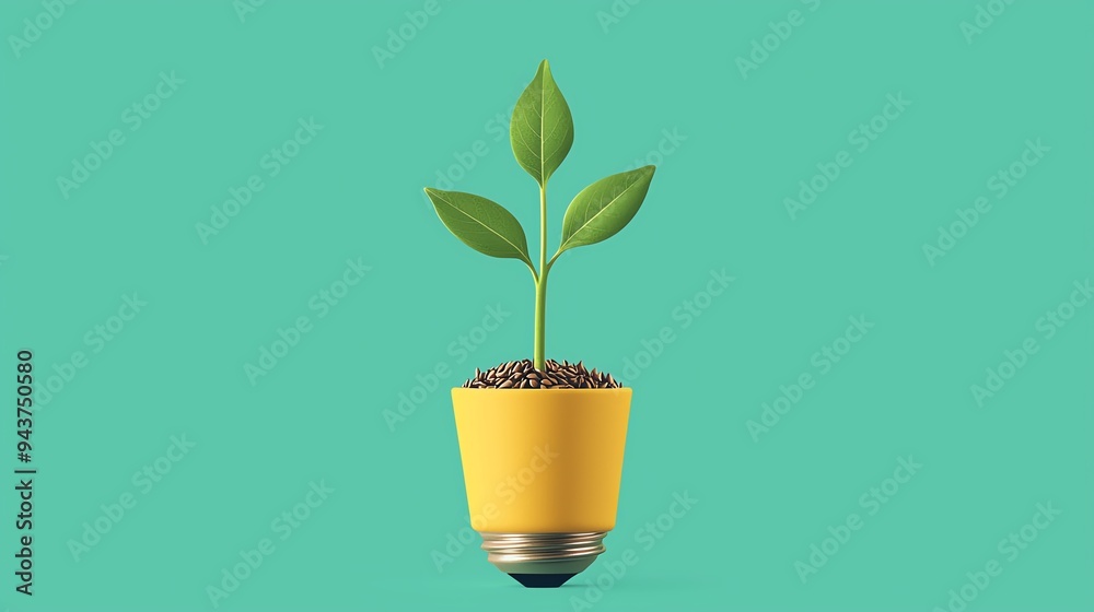 Light bulb with rays and sprouting seeds, insight and natural growth, flat design illustration Light bulb with rays and sprouting seeds, insight and natural growth, flat design illustration