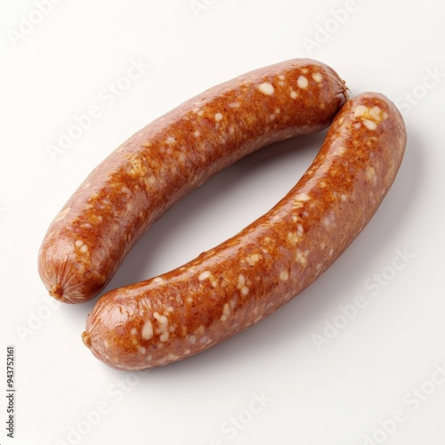 Two Raw Sausages on a White Background.