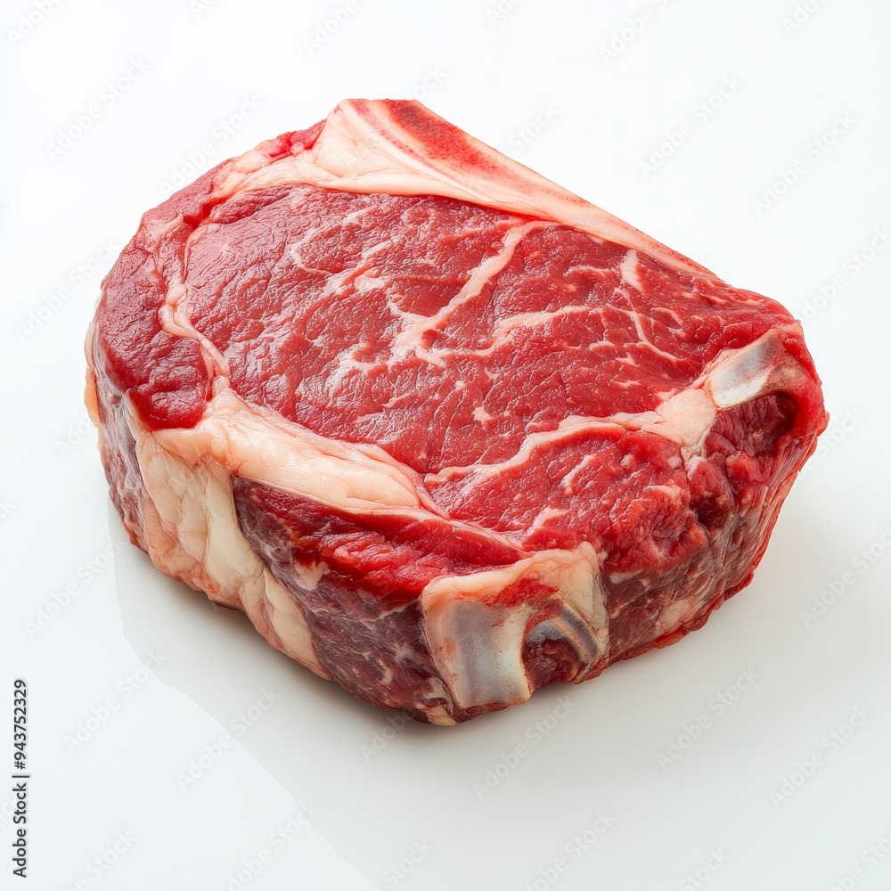 Obraz premium Raw Beef Steak on White Background.