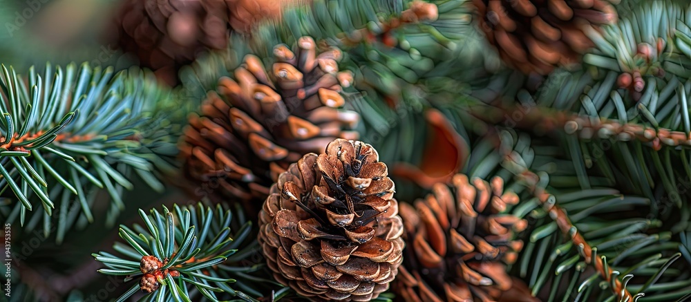 Christmas decor featuring pine against a wooden backdrop. with copy space image. Place for adding text or design Christmas decor featuring pine against a wooden backdrop. with copy space image. Place for adding text or design
