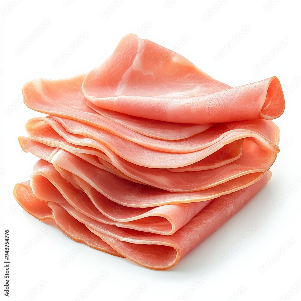 Stack of Sliced Ham Isolated on White Background. Stack of Sliced Ham Isolated on White Background.
