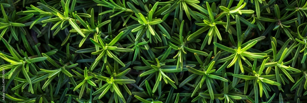Fresh rosemary twig texture background, green rosemary sprig pattern, seasoning twigs banner Fresh rosemary twig texture background, green rosemary sprig pattern, seasoning twigs banner