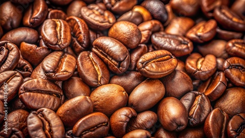 Close-Up of Roasted Coffee Beans, Rich and Aromatic with Dark Brown Tones