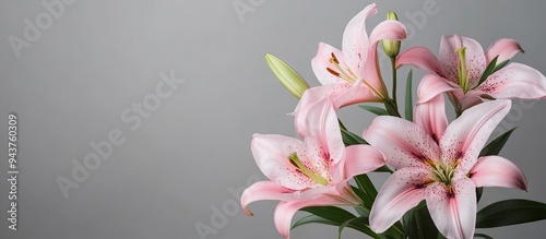 Pink lily bouquet with grey...