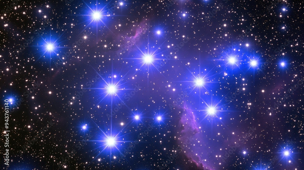 Purple and blue stars in a space background Purple and blue stars in a space background