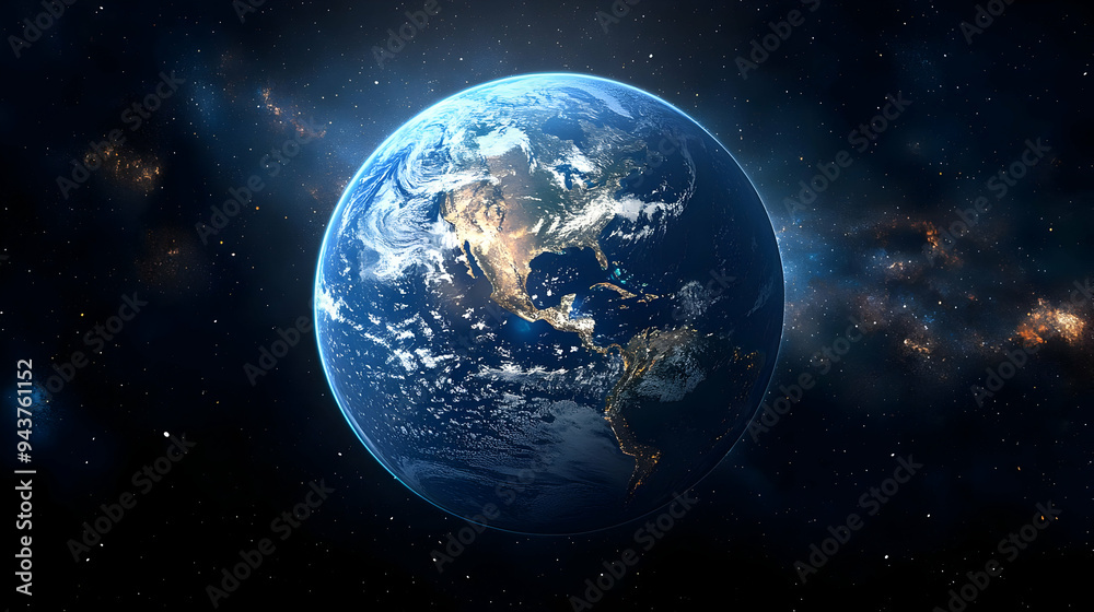 A stunning view of Earth from space, showcasing the continents and oceans. A stunning view of Earth from space, showcasing the continents and oceans.
