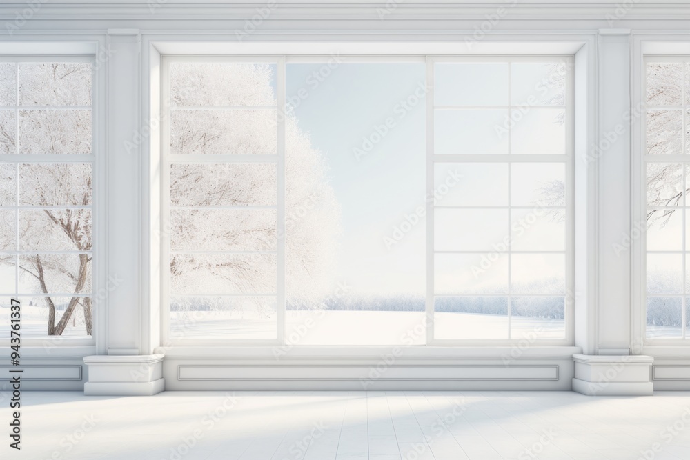 White Room with Panoramic Winter View White Room with Panoramic Winter View