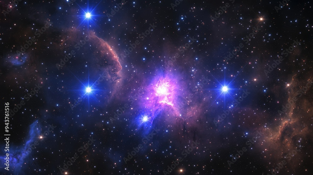Purple and blue stars in a space background Purple and blue stars in a space background