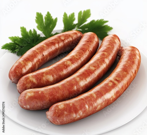 Grilled Sausages on a Plate.