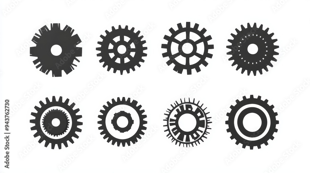 Woodworking machines are represented by the silhouettes of modern icons Woodworking machines are represented by the silhouettes of modern icons