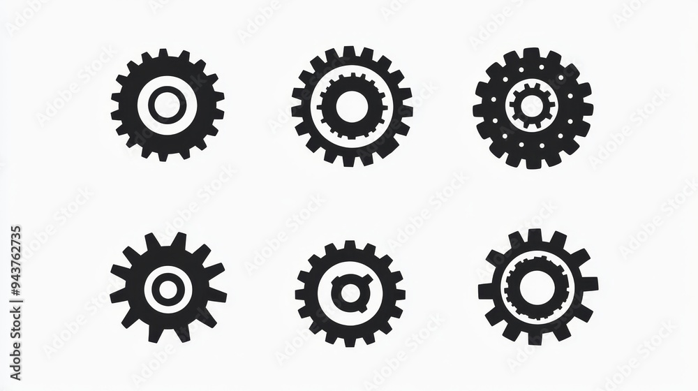 Modern icons represent woodworking machines with their silhouettes Modern icons represent woodworking machines with their silhouettes
