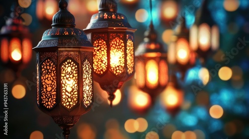 Ramadan Kareem Islamic backgrounds adorned with lanterns