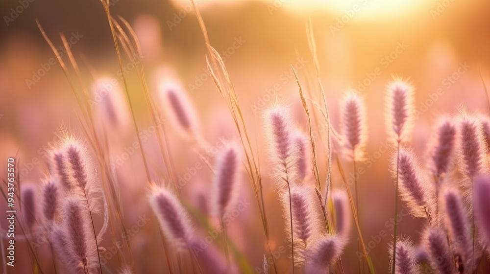 Soft focus of grass flowers with sunset light, peaceful and relax natural beauty Soft focus of grass flowers with sunset light, peaceful and relax natural beauty