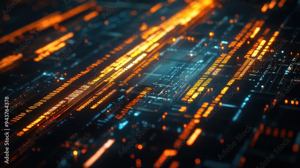 Abstract Futuristic Technology Background - Orange and Blue Circuit Board. Abstract Futuristic Technology Background - Orange and Blue Circuit Board.
