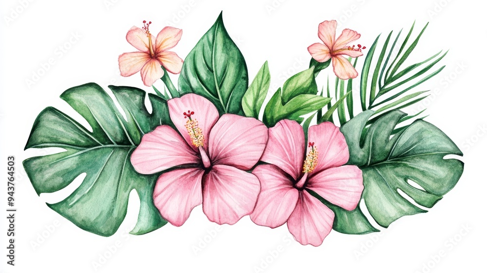 Tropical Floral Arrangement Displaying Exotic Blooms and Greenery Tropical Floral Arrangement Displaying Exotic Blooms and Greenery