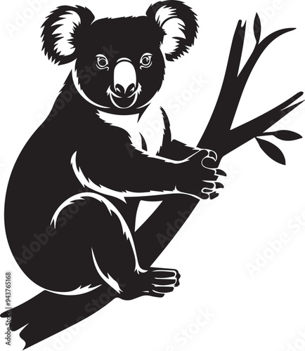 Koala vector black silhouette design for T-Shirt photo