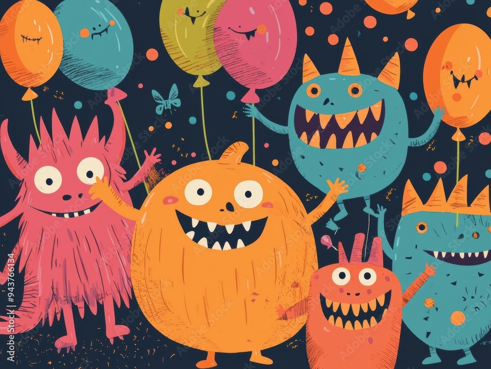 Happy Halloween Party Invitation with Fun and Colorful Design Happy Halloween Party Invitation with Fun and Colorful Design