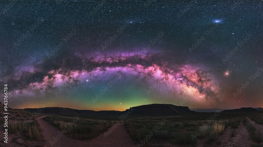 Colorful milkyway galaxy night stars landscape Colorful milkyway galaxy night stars landscape