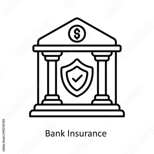 Bank Insurance Vector outline icon design illustration. insurance symbol on white background EPS 10 File .