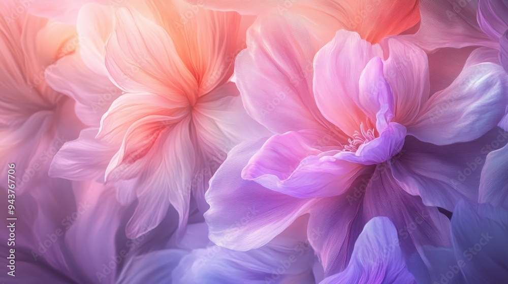 Obraz premium Soft Pastel Pink and Purple Flower Petals Abstract Background.