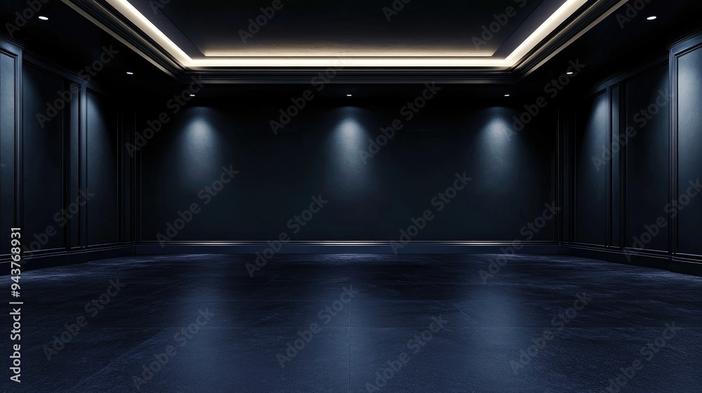 Empty elegant dark room at night with copy space Empty elegant dark room at night with copy space