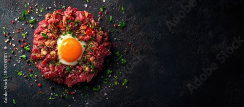 Tartare steak Raw beef chop...