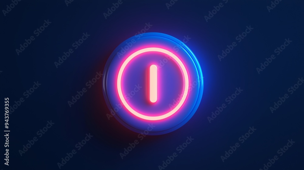 Power button, glowing with energy, 3D illustration Power button, glowing with energy, 3D illustration