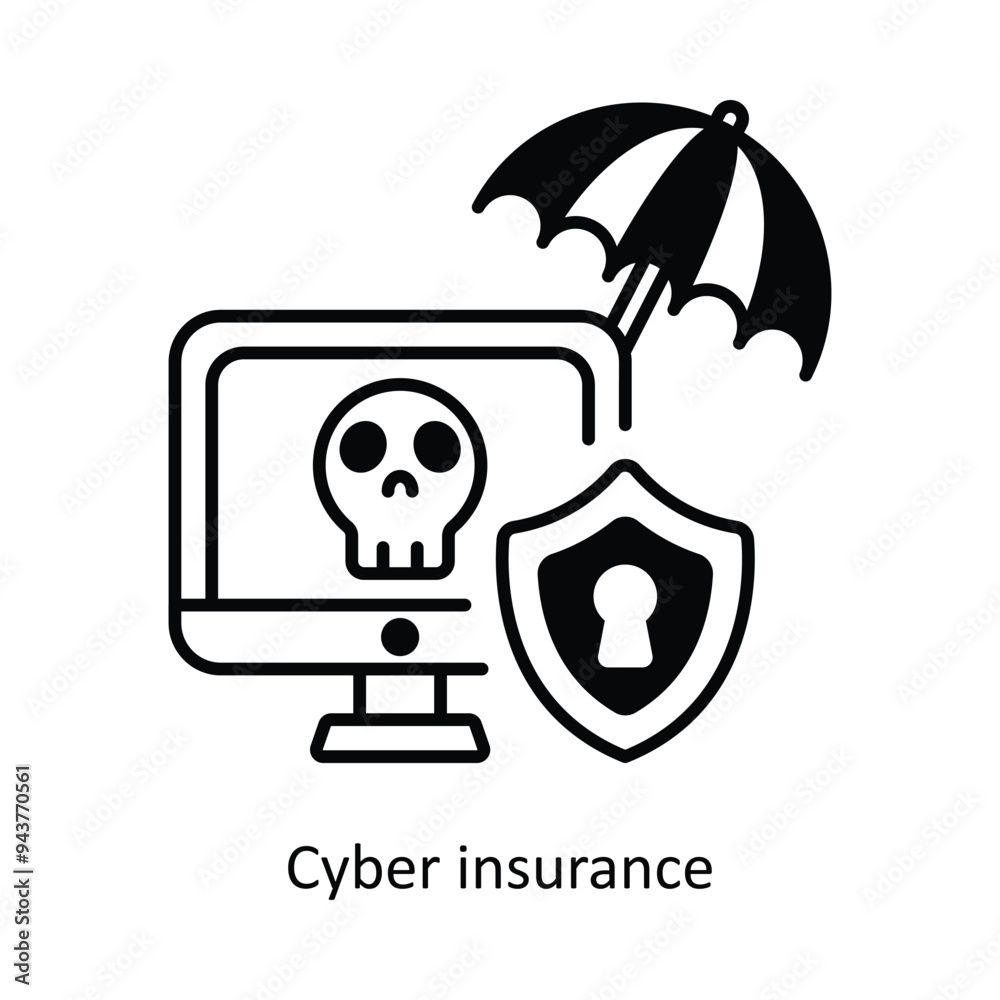 Cyber Insurance Vector solid icon design illustration. insurance symbol on white background EPS 10 File . Cyber Insurance Vector solid icon design illustration. insurance symbol on white background EPS 10 File .