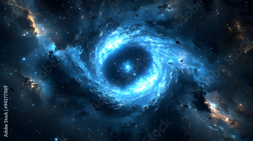A swirling blue nebula in s...