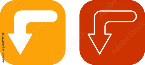 Turn Down Vector Icon