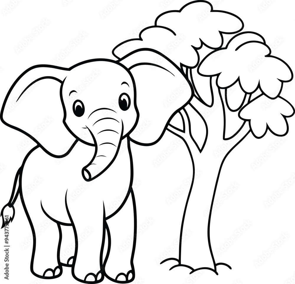 Elephant under tree line art for kids to color a fun and simple design perfect for young artists
Elephant under tree line art for kids to color a fun and simple design perfect for young artists