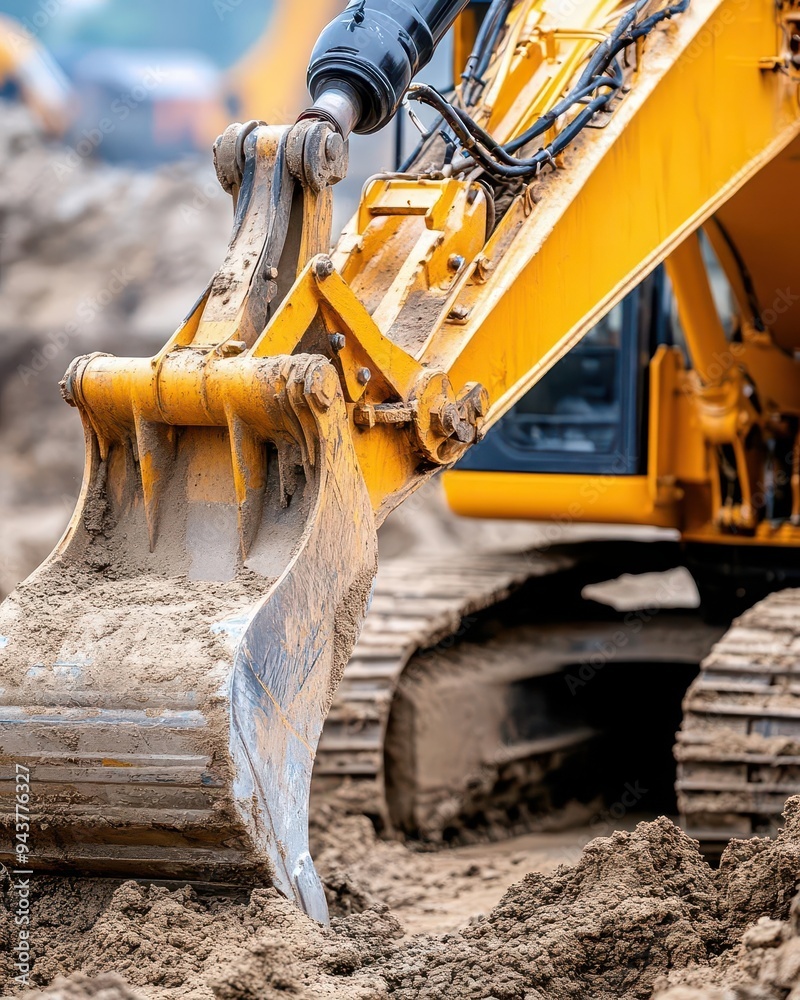 Fototapeta premium Close-up of machinery and tools working in harmony on a site, engineers overseeing the operation, Construction Site, Precision engineering at its best